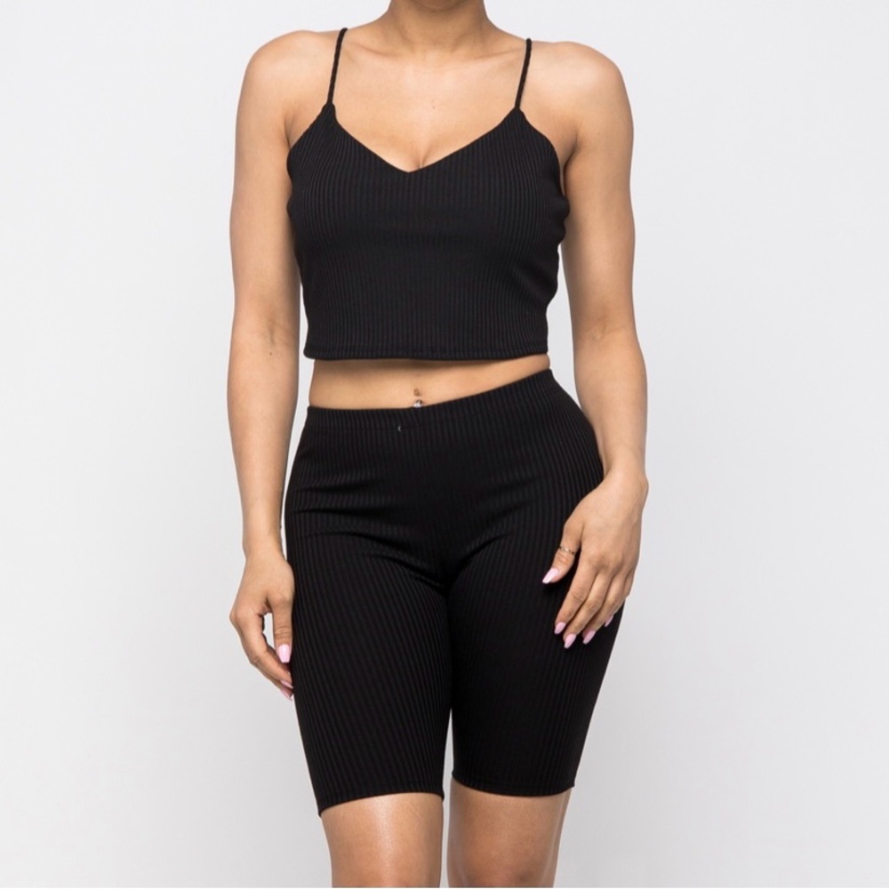 Black Ribbed Two-Piece Set
